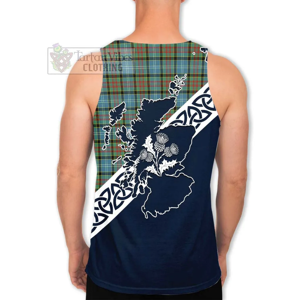 Brisbane Tartan Men's Tank Top Featuring Thistle and Scotland Map