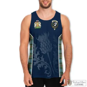 Brisbane Tartan Men's Tanks Top with Family Crest and Scottish Thistle Vibes Sport Style