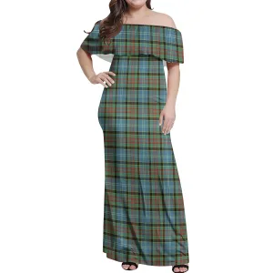 Brisbane Tartan Off Shoulder Long Dress