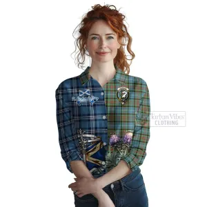 Brisbane Tartan Women's Casual Shirt Happy St. Andrew's Day Half Tartan Style