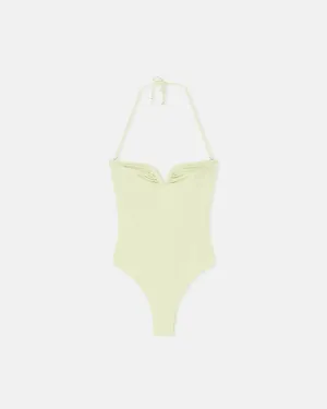 Brissa - Ruched Halterneck Swimsuit - Shadow Lime