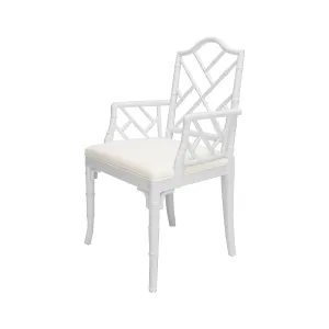 Bristol White Lacquer Arm Chair by Worlds Away