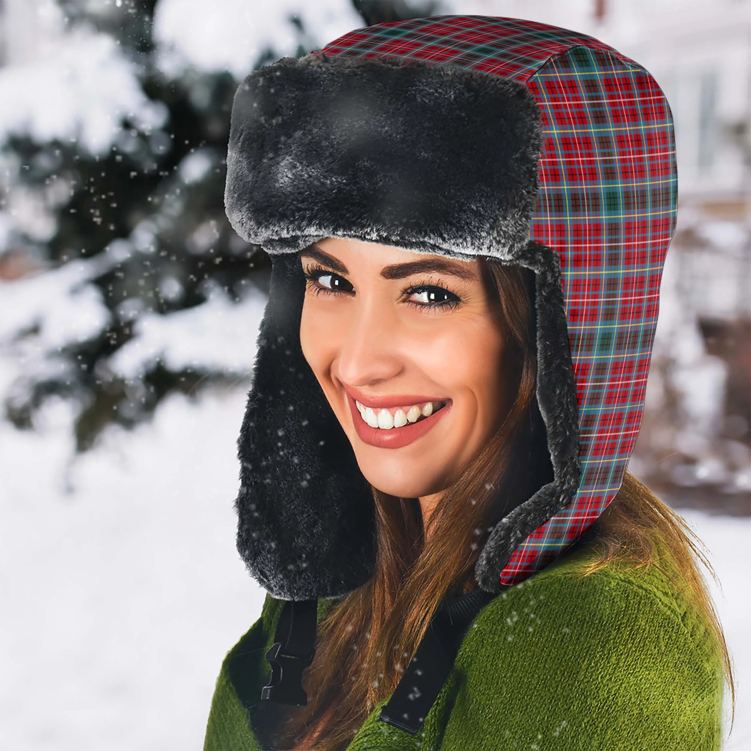 British Columbia Province Canada Tartan Winter Trapper Hat