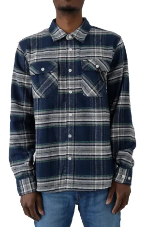 Brixton Bowery Long Sleeve Flannel - Moonlit Ocean and Grey