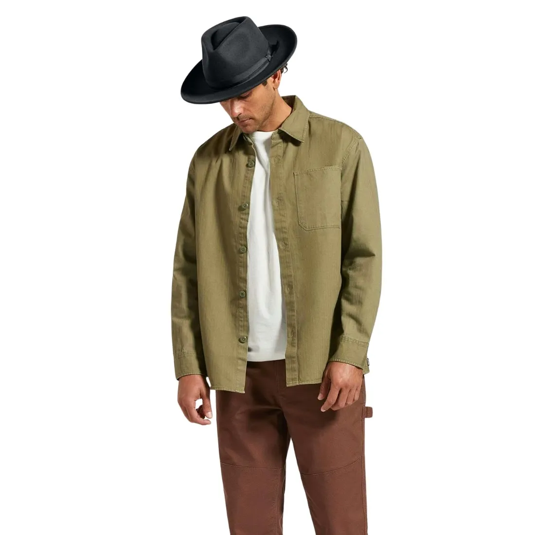 Brixton Selden Overshirt - Olive Surplus Worn Wash