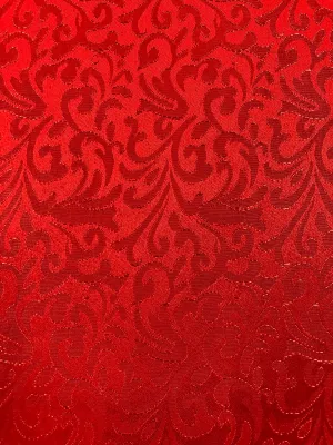 Brocade - 60-inches Wide Matte Chateaux Jacquard Bright Red