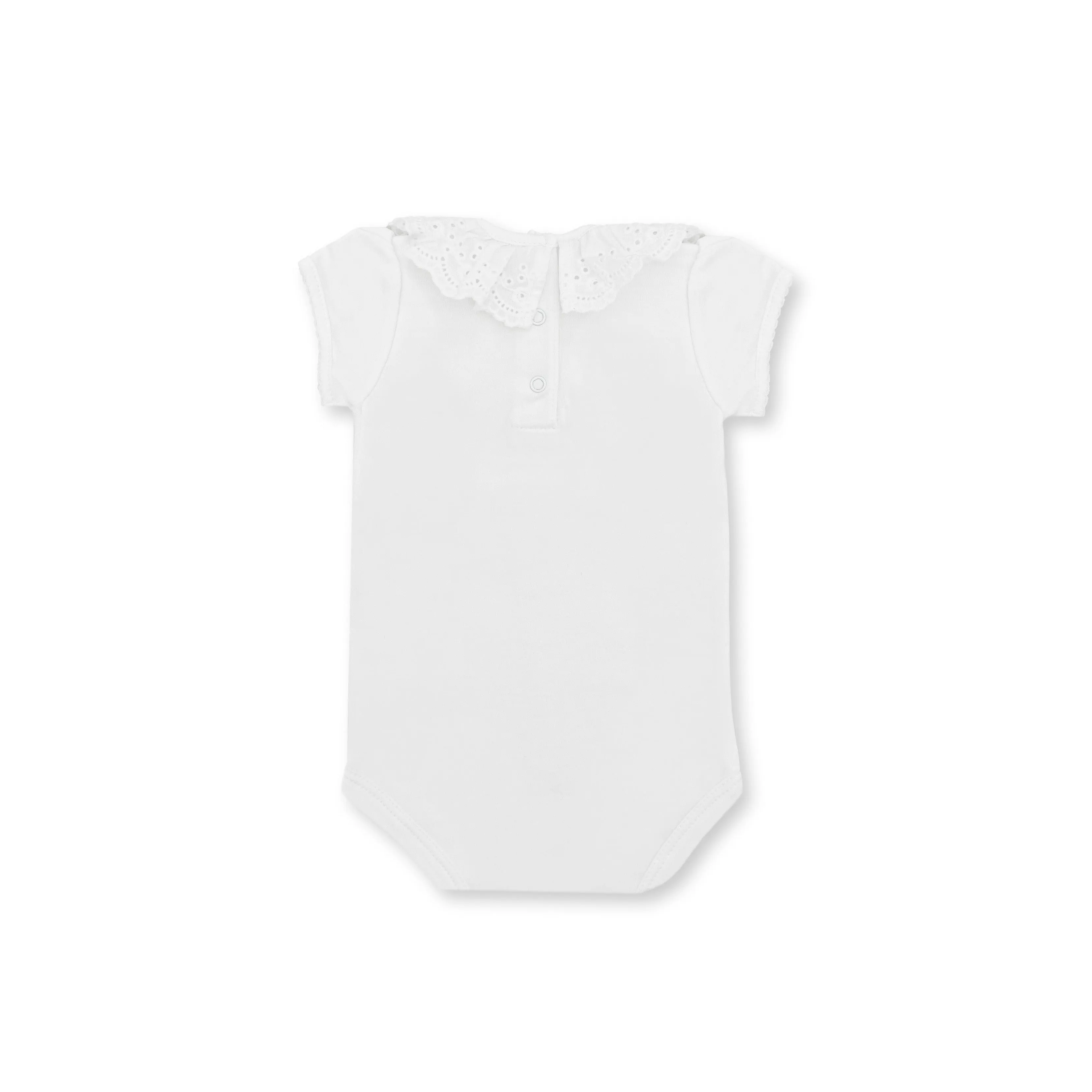 Broderie Short Sleeve Bodysuit, White