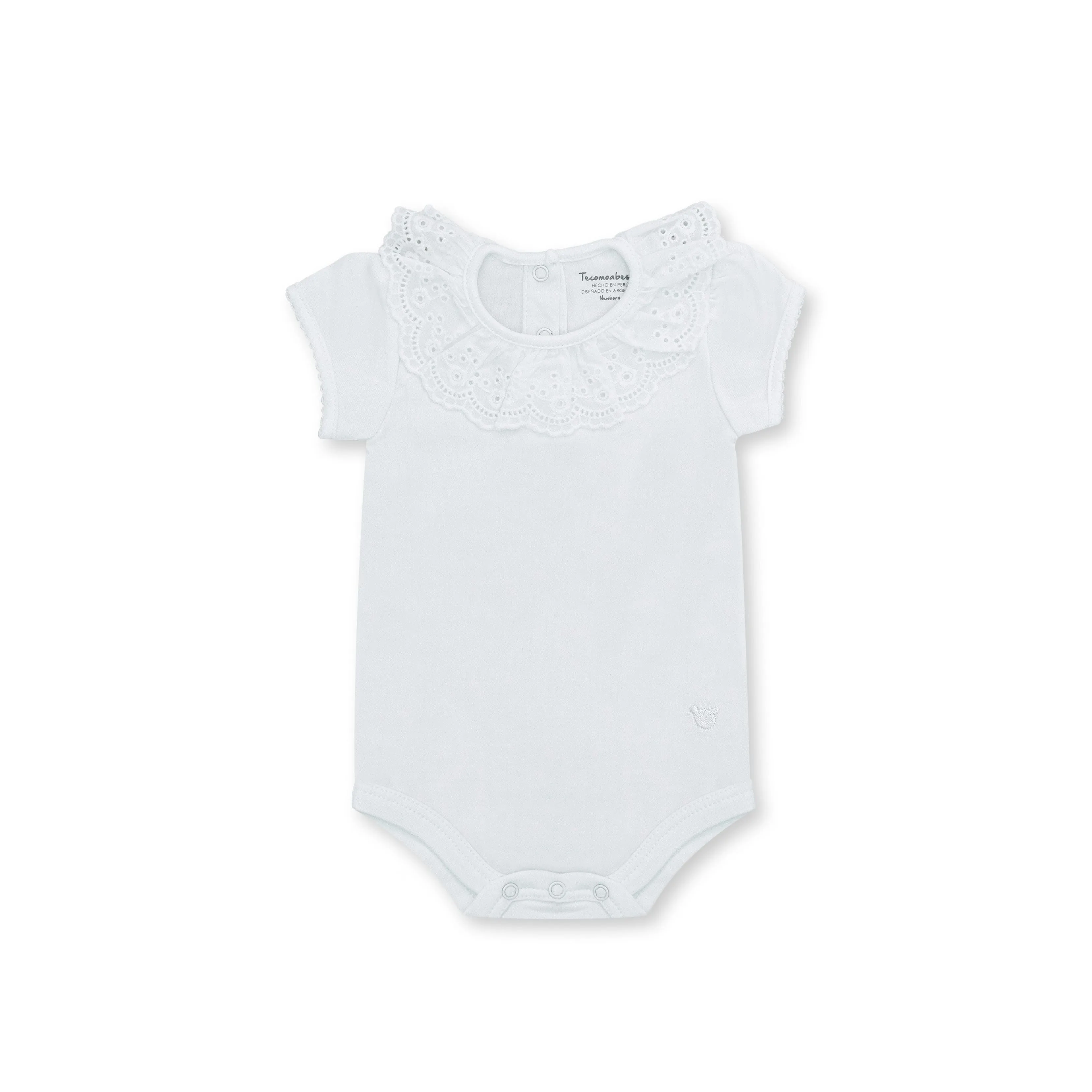 Broderie Short Sleeve Bodysuit, White