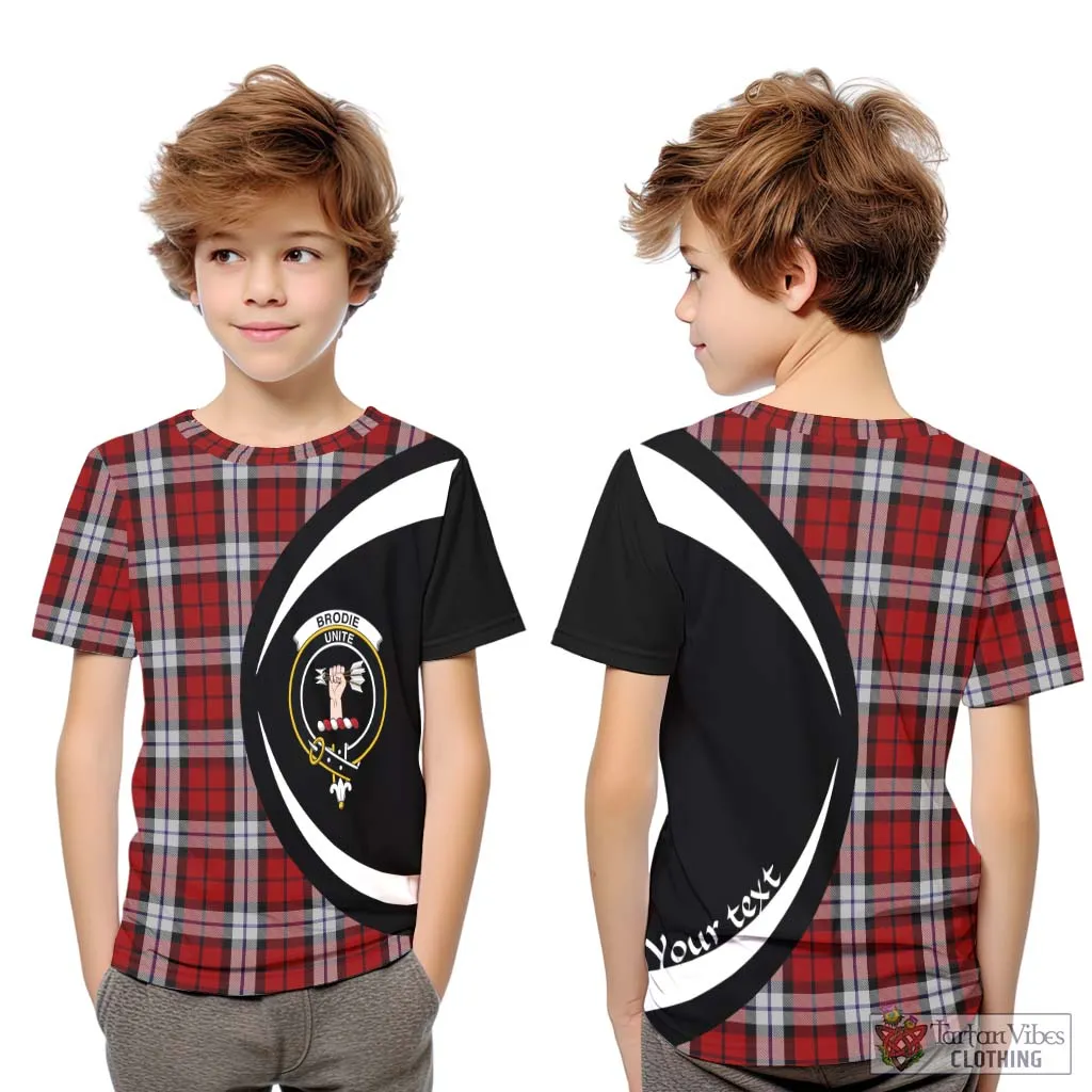 Brodie Dress Tartan Kid T-Shirt with Family Crest Circle Style