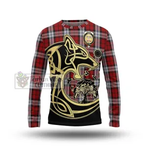 Brodie Dress Tartan Long Sleeve T-Shirt with Family Crest Celtic Wolf Style