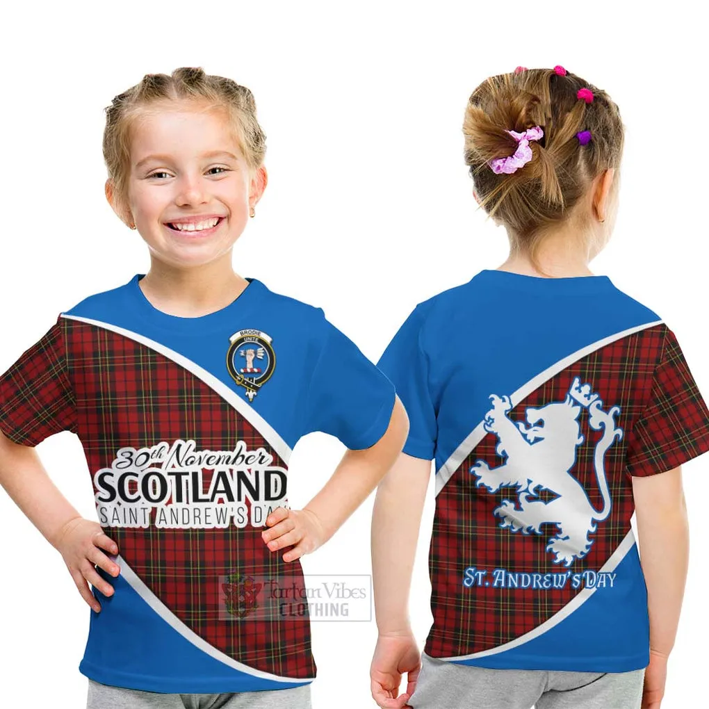 Brodie Family Crest Tartan Kid T-Shirt Celebrate Saint Andrew's Day in Style