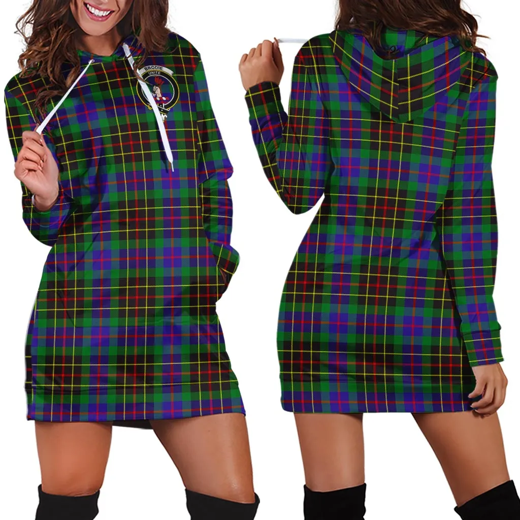 Brodie Hunting Modern Tartan Hoodie Dress with Family Crest