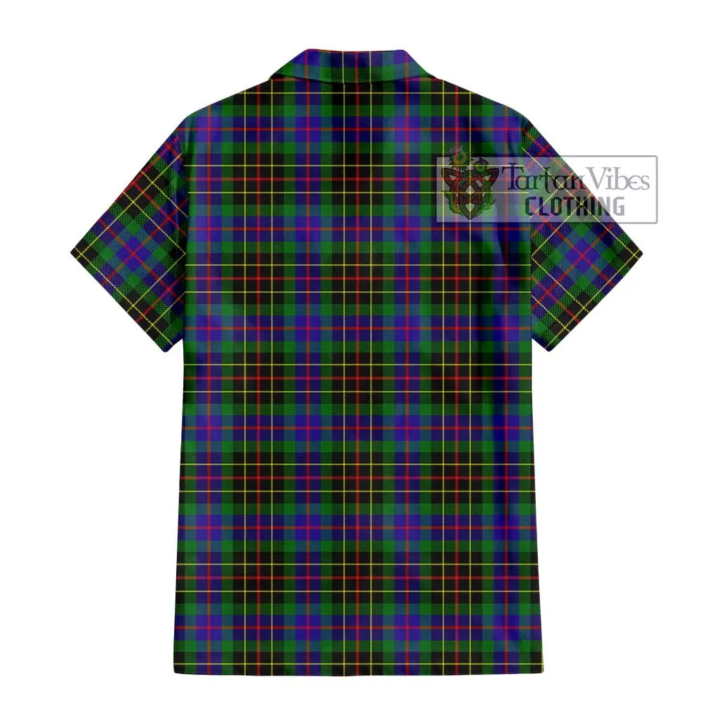 Brodie Hunting Modern Tartan Short Sleeve Button Shirt with Family Crest DNA In Me Style