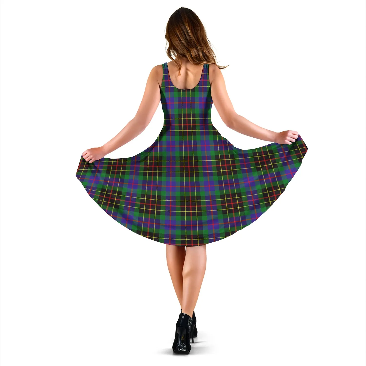 Brodie Hunting Modern Tartan Sleeveless Midi Womens Dress