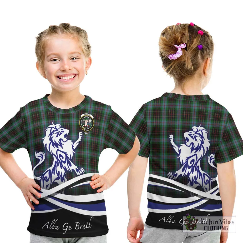 Brodie Hunting Tartan Kid T-Shirt with Alba Gu Brath Regal Lion Emblem