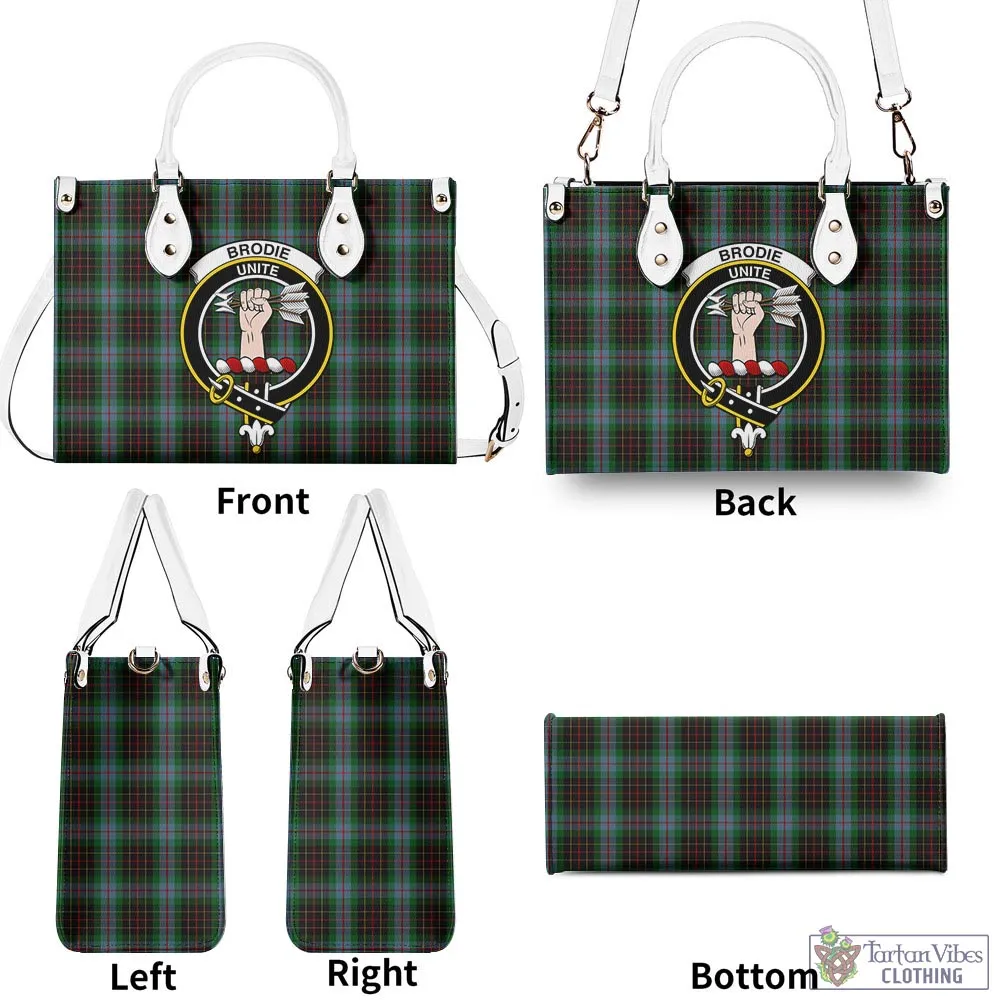 Brodie Hunting Tartan Luxury Leather Handbags with Family Crest