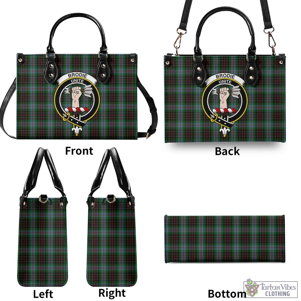 Brodie Hunting Tartan Luxury Leather Handbags with Family Crest