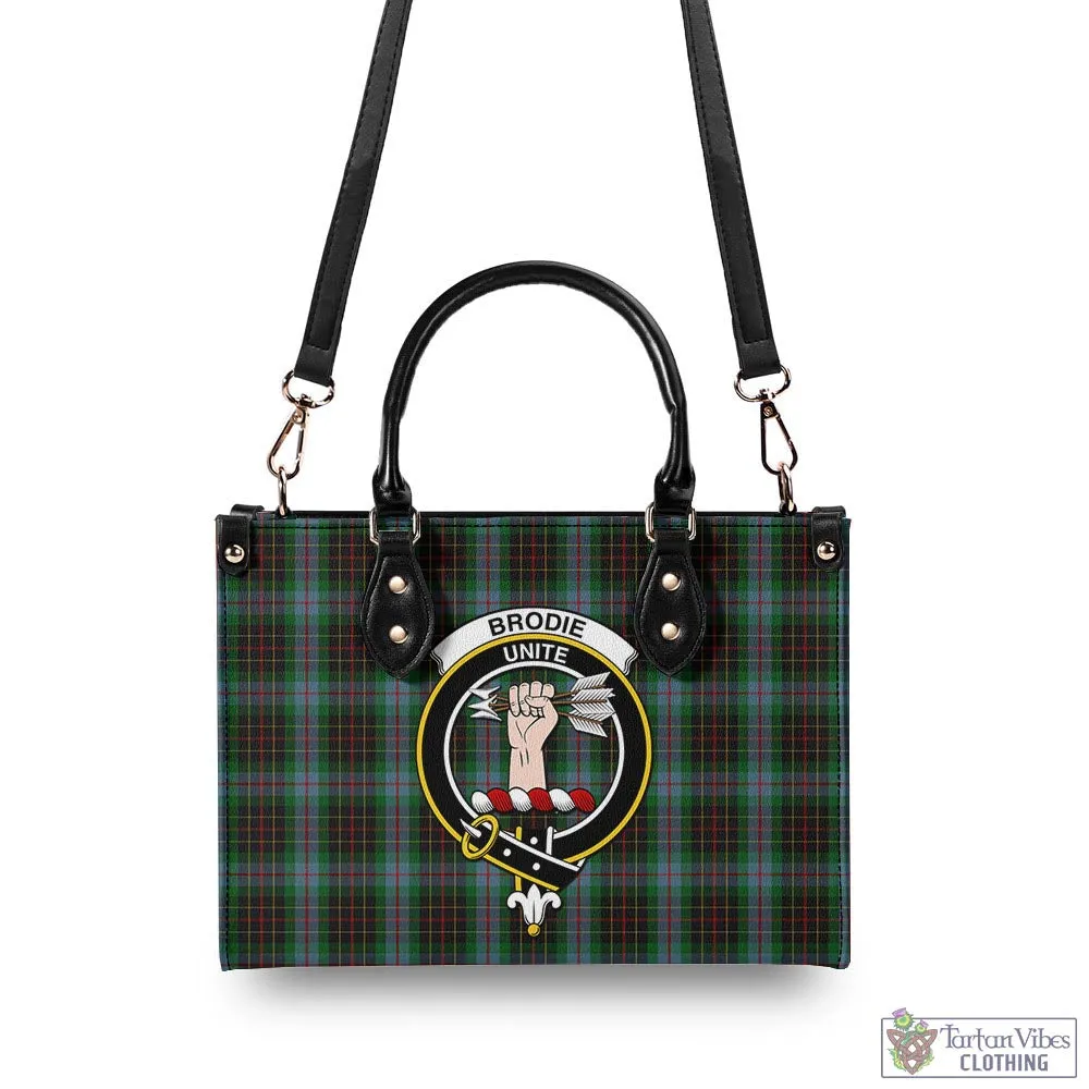 Brodie Hunting Tartan Luxury Leather Handbags with Family Crest