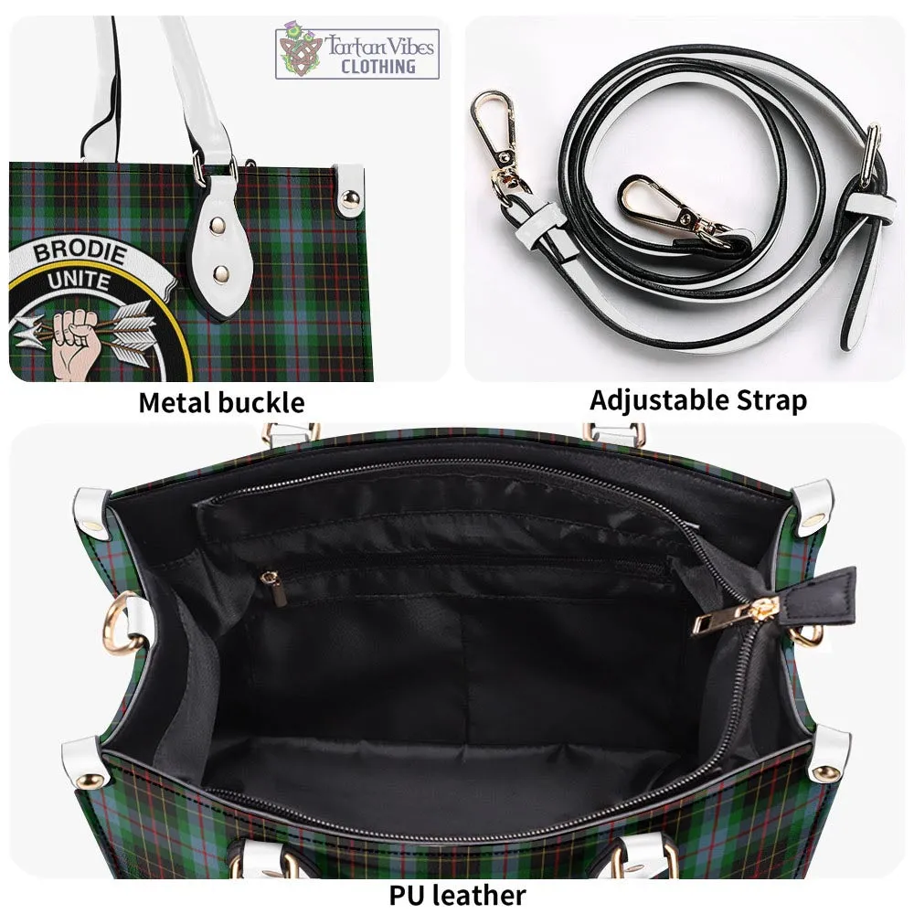 Brodie Hunting Tartan Luxury Leather Handbags with Family Crest