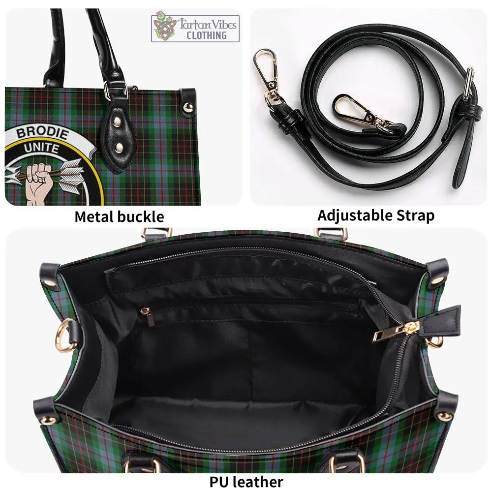 Brodie Hunting Tartan Luxury Leather Handbags with Family Crest