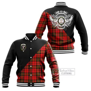 Brodie Modern Tartan Baseball Jacket with Family Crest and Military Logo Style