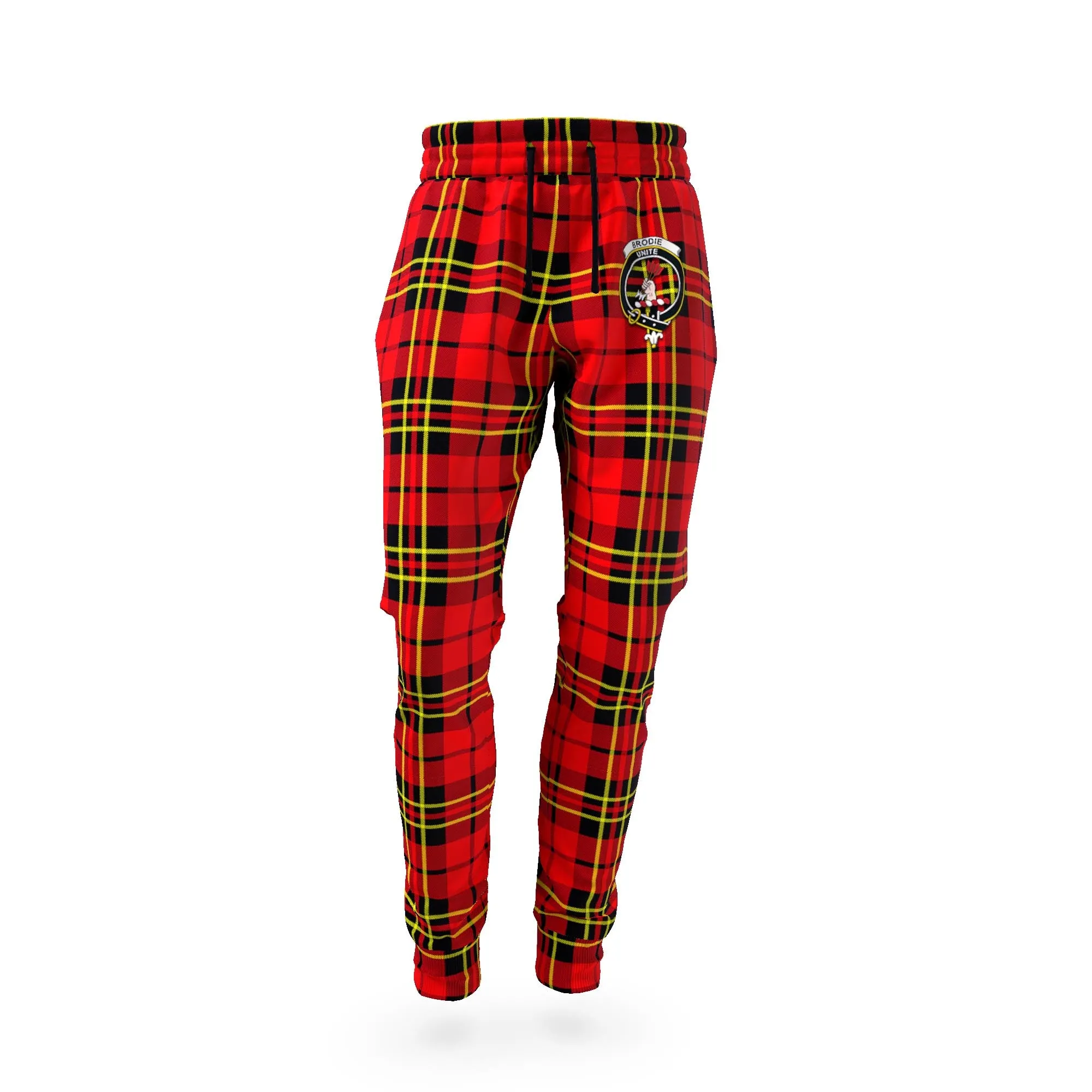 Brodie Modern Tartan Joggers Pants with Family Crest