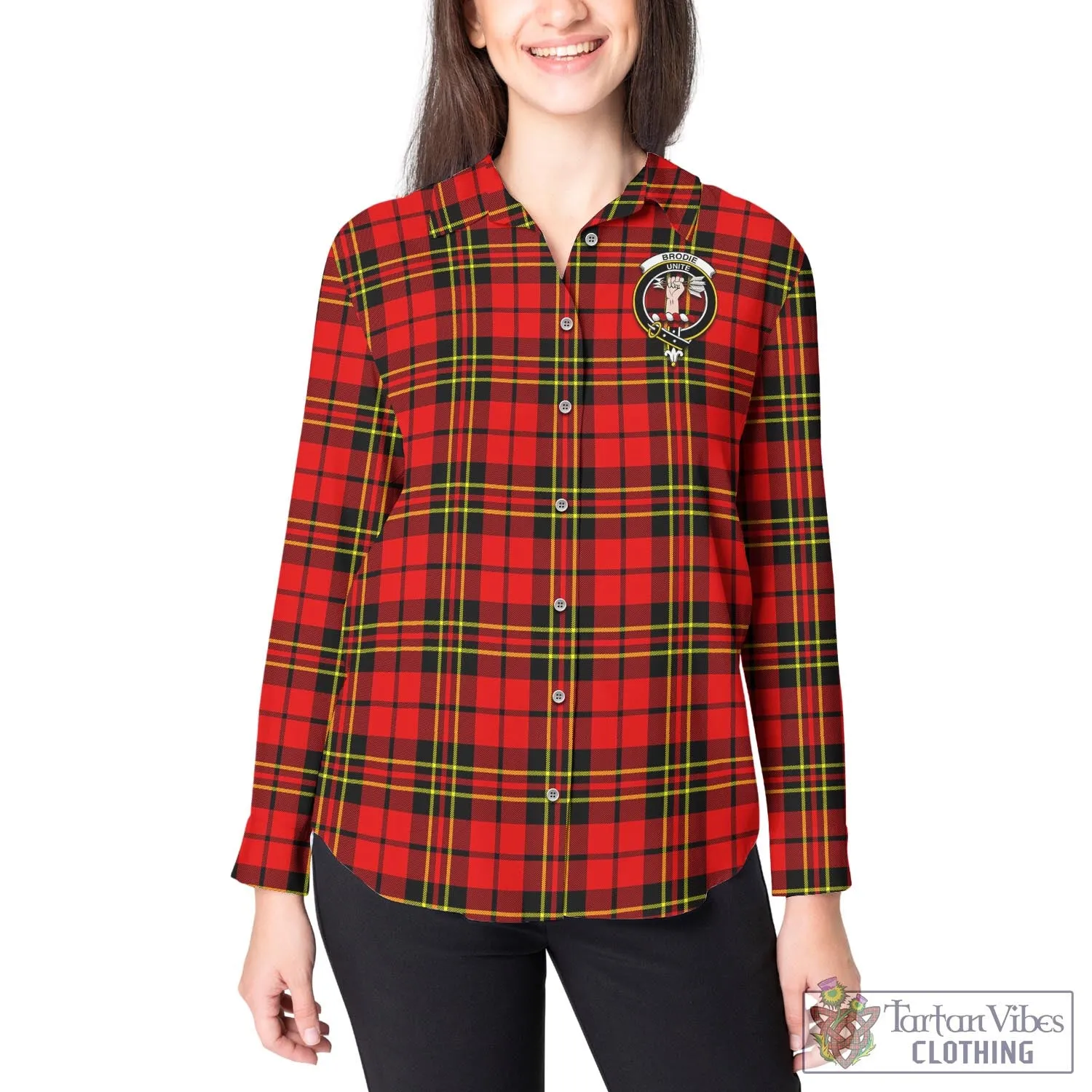 Brodie Modern Tartan Women's Casual Shirt with Family Crest