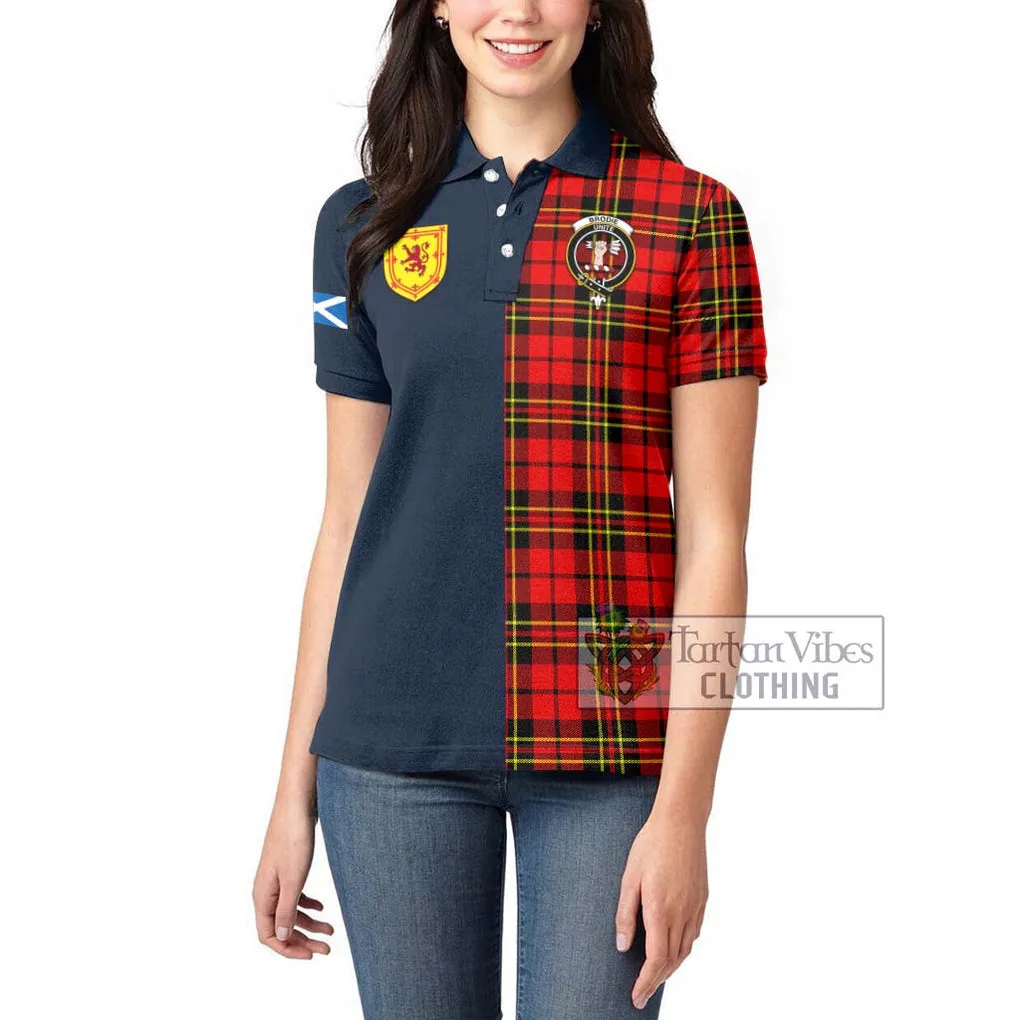 Brodie Modern Tartan Women's Polo Shirt Alba with Scottish Lion Royal Arm Half Style