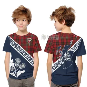 Brodie Tartan Kid T-Shirt Featuring Thistle and Scotland Map