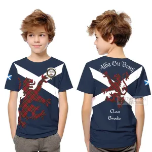 Brodie Tartan Lion Rampant Kid T-Shirt Proudly Display Your Heritage with Alba Gu Brath and Clan Name