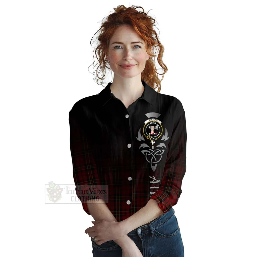 Brodie Tartan Women's Casual Shirt Featuring Alba Gu Brath Family Crest Celtic Inspired