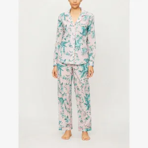 Bromley Parrot Organic Cotton Printed Desmond And Dempsey Pajama Set Pink