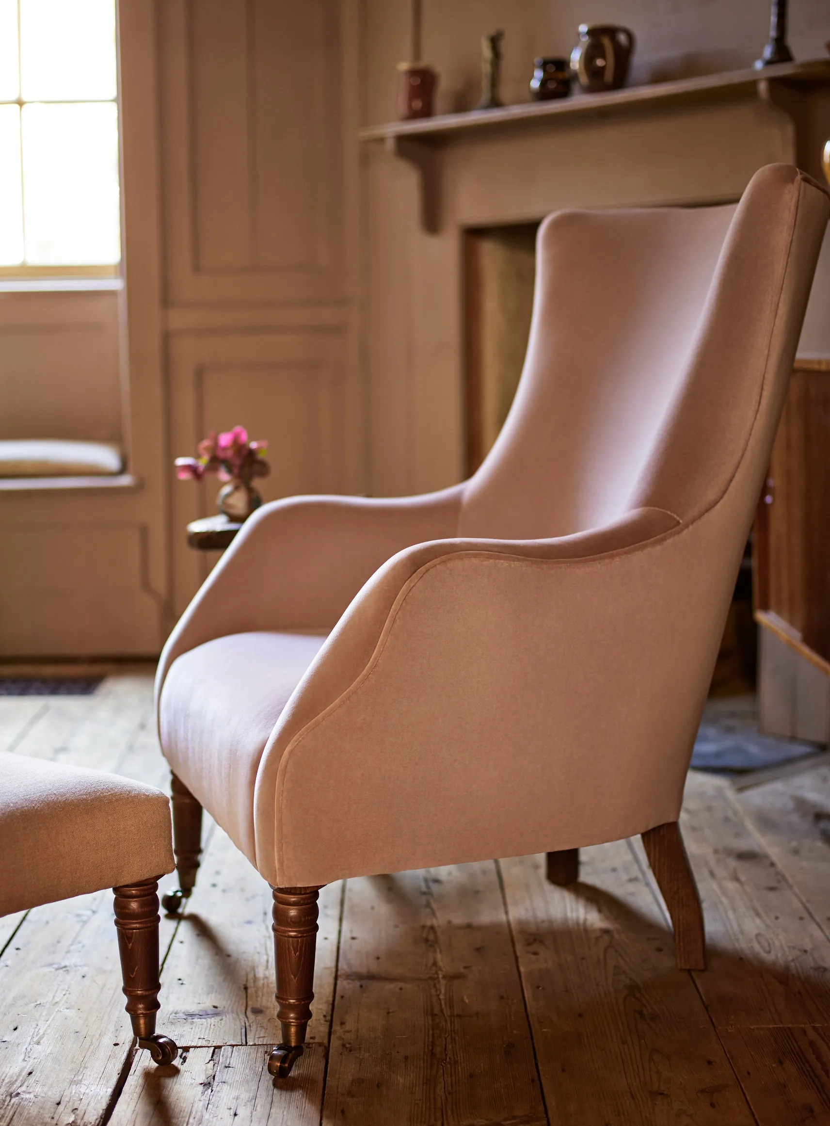 Bromley Wingback Chair, Clover Velvet