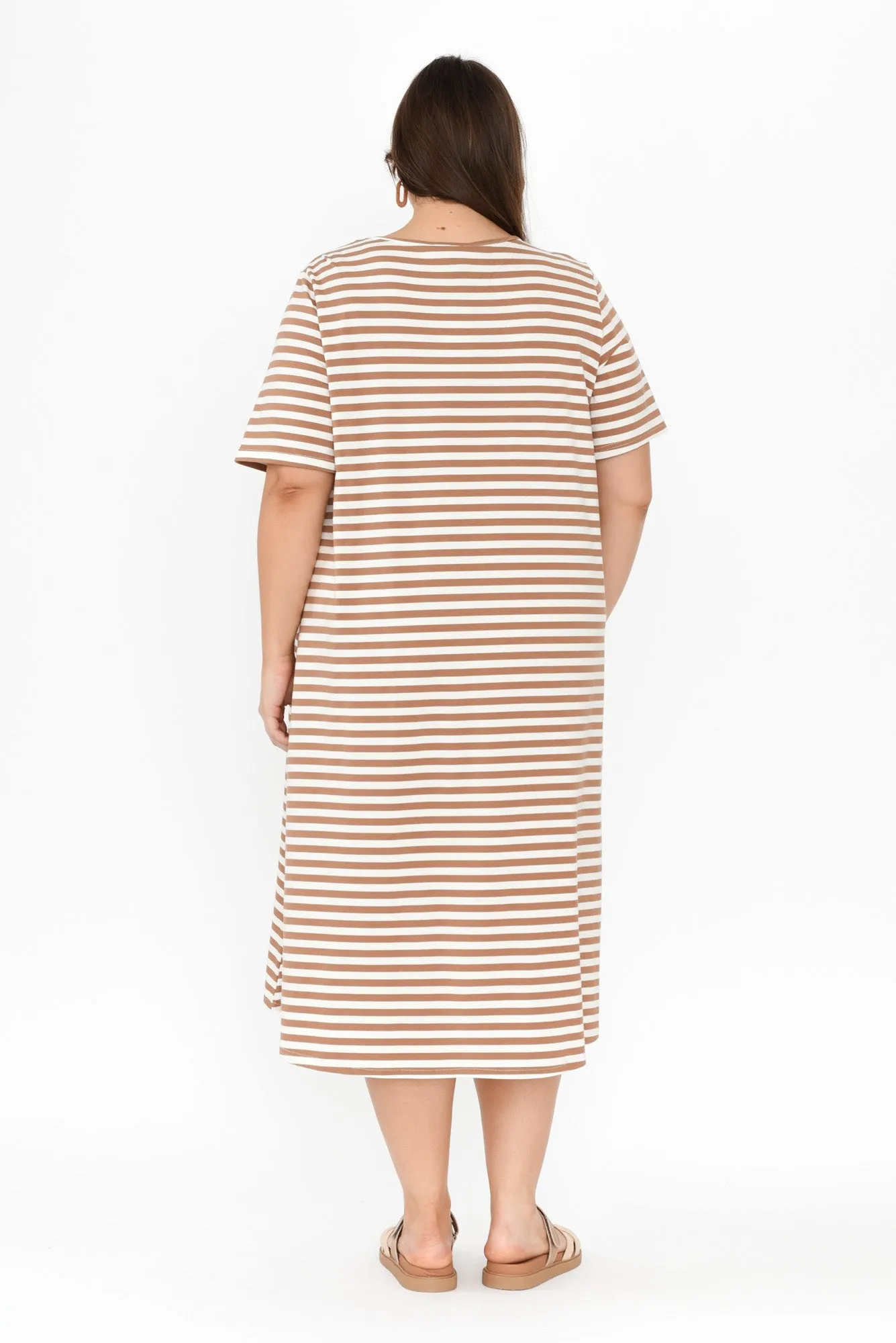 Bronte Natural Stripe Cotton Tee Dress