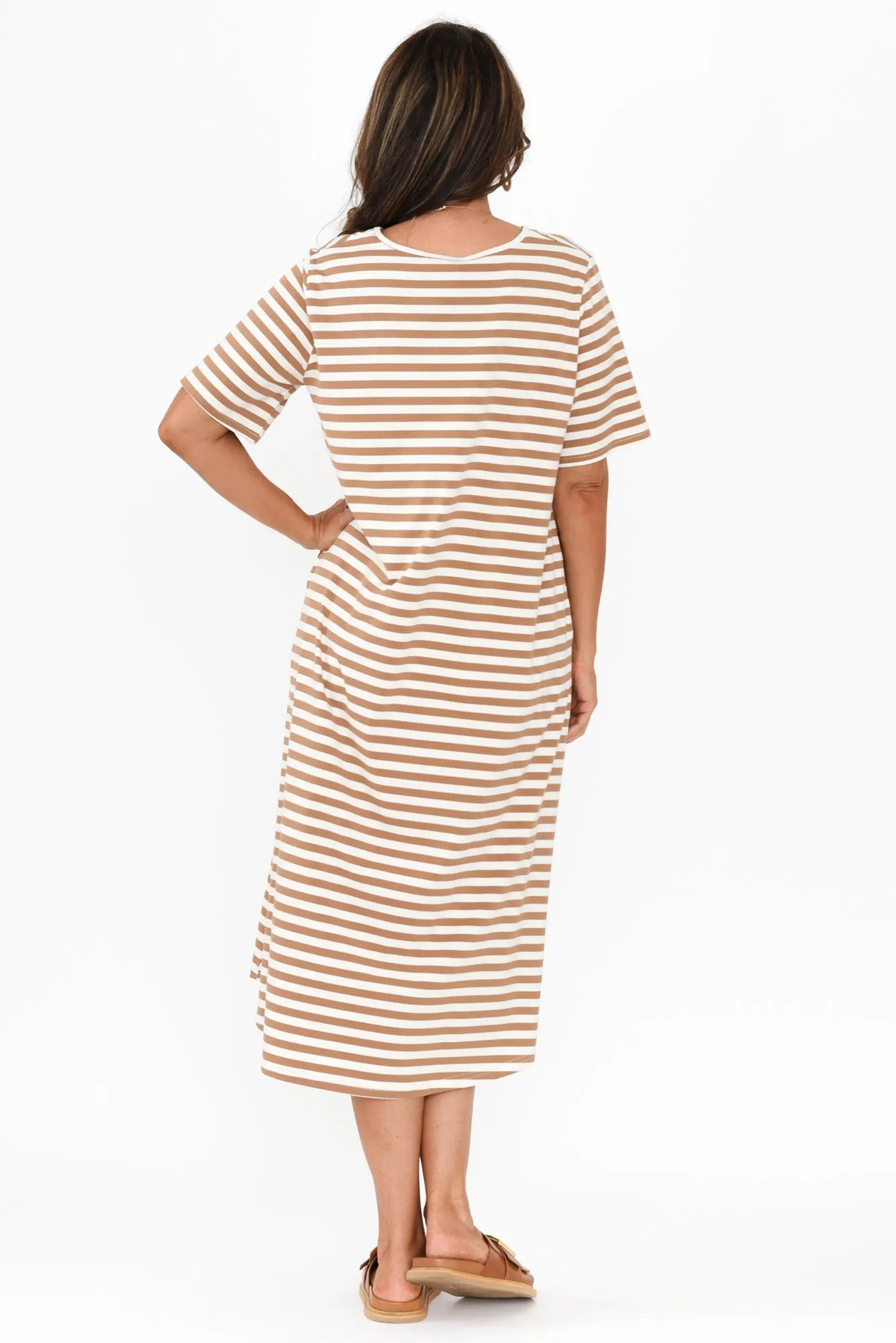 Bronte Natural Stripe Cotton Tee Dress