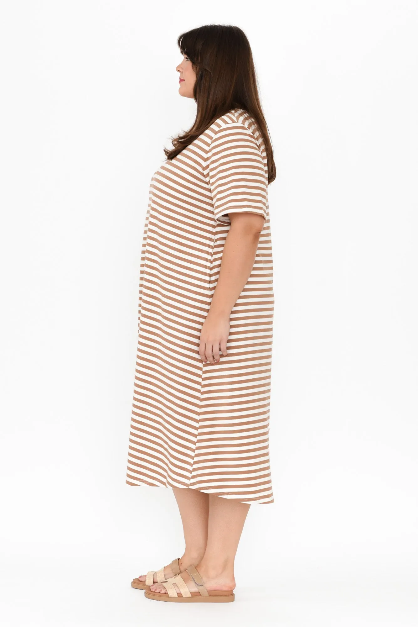 Bronte Natural Stripe Cotton Tee Dress