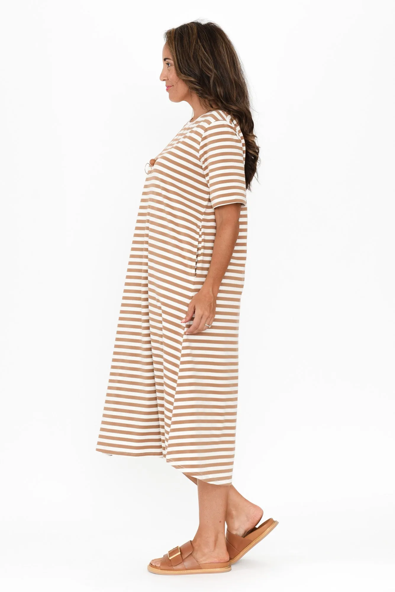 Bronte Natural Stripe Cotton Tee Dress