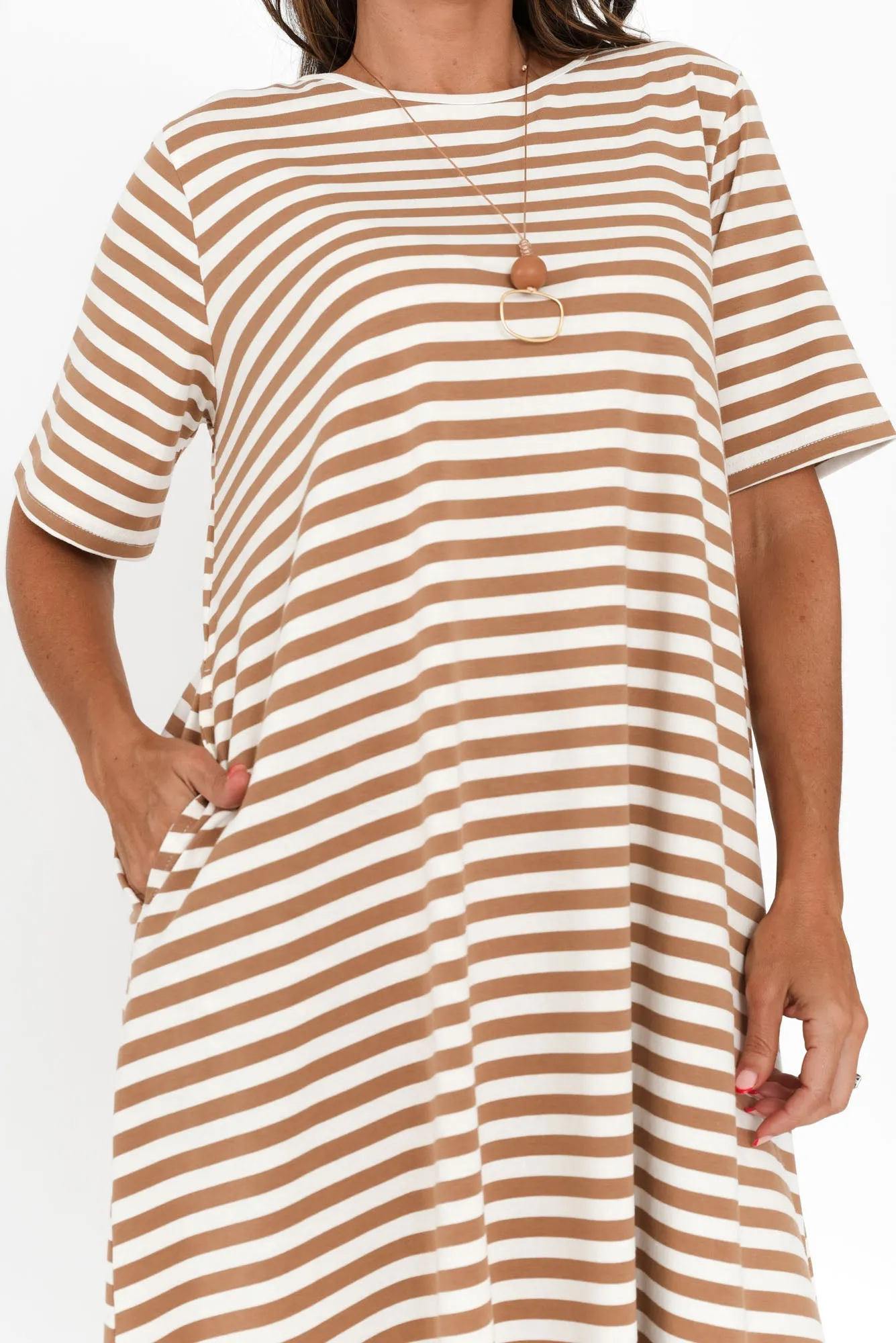 Bronte Natural Stripe Cotton Tee Dress