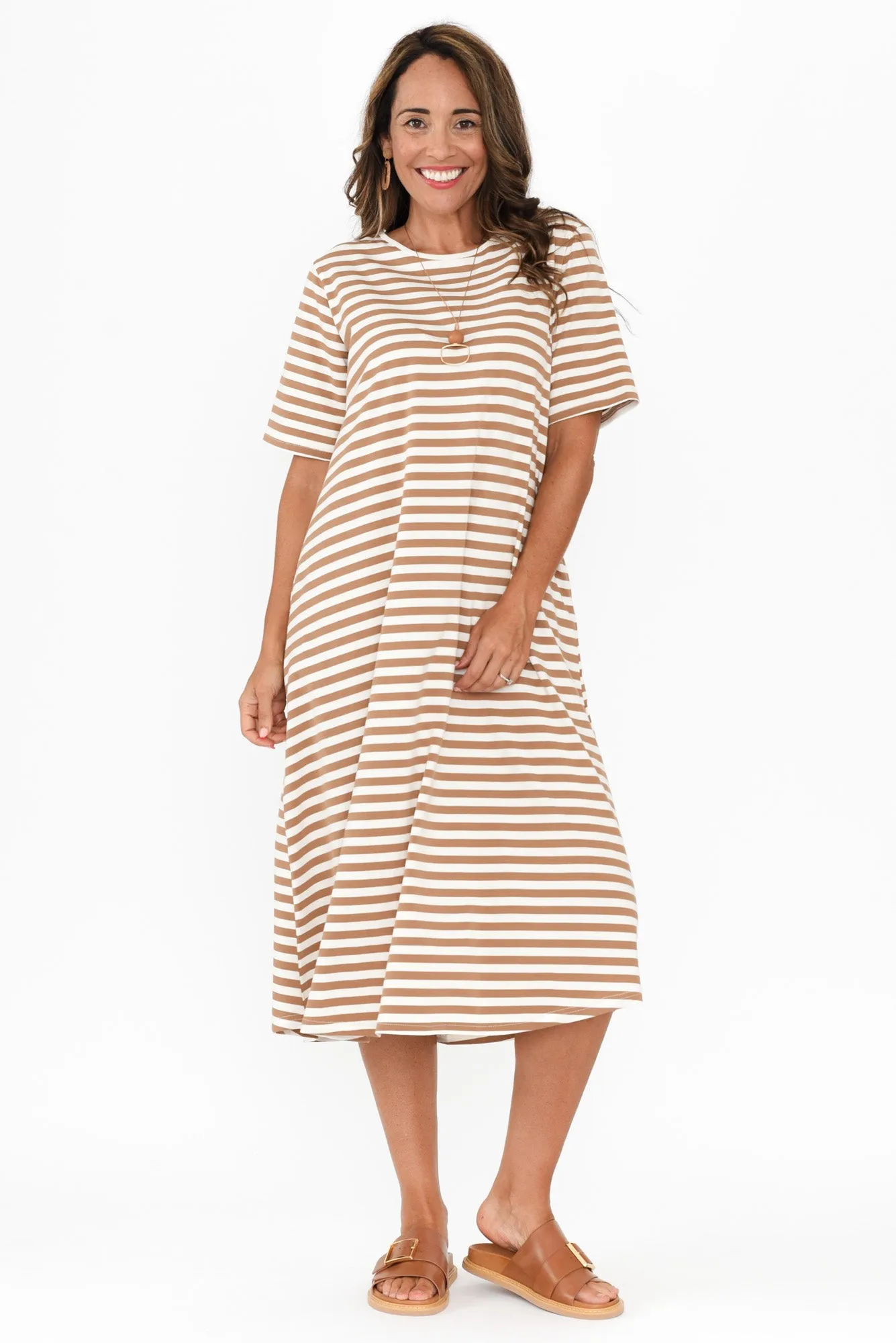 Bronte Natural Stripe Cotton Tee Dress