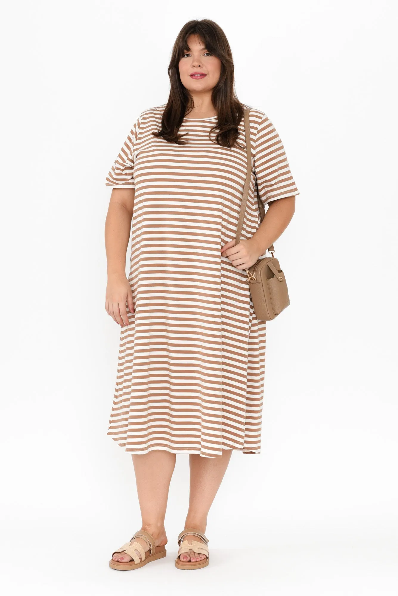 Bronte Natural Stripe Cotton Tee Dress