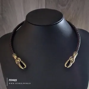 Bronze Big Raven Torc Brown Leather | Fenris