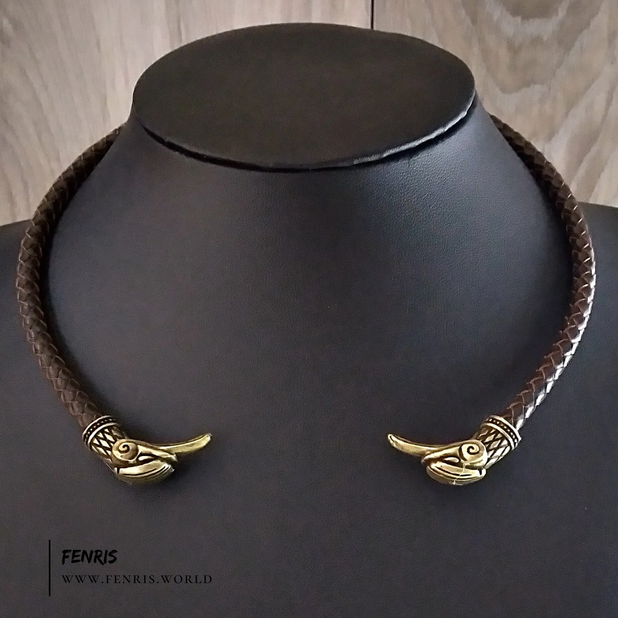 Bronze Raven Torc Brown Leather | Fenris