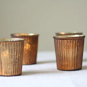 Bronze Ribbed Mercury Glass Tea Light Holder