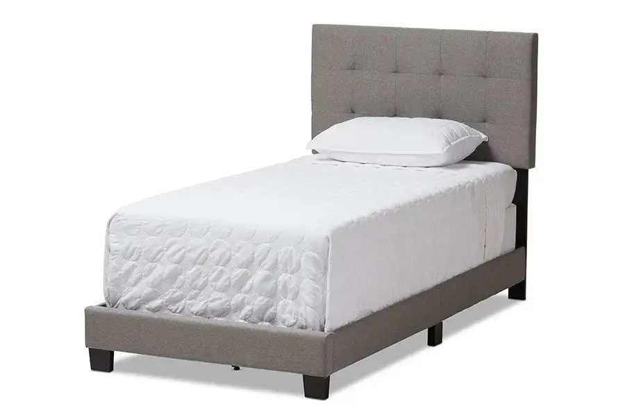 Brookfield Light Grey Fabric Box Spring Bed (Twin)