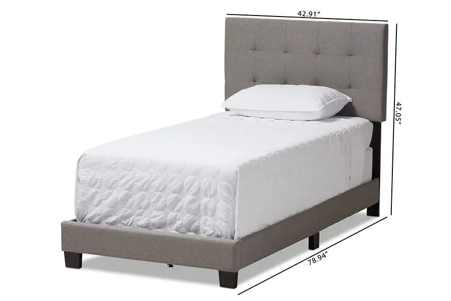 Brookfield Light Grey Fabric Box Spring Bed (Twin)