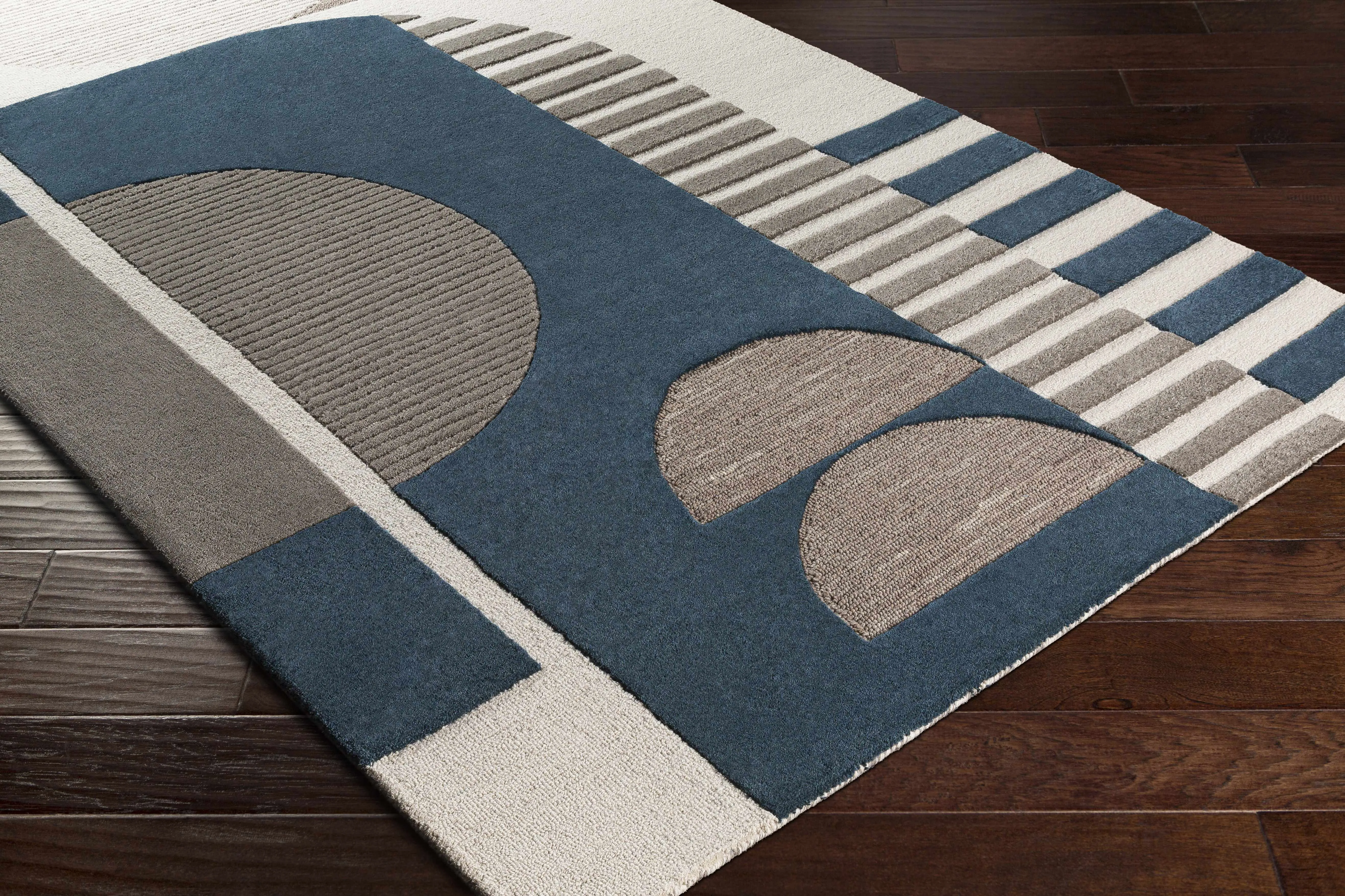 Brooklyn Blue&Gray Modern Wool Rug