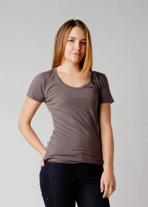 Brooklyn Denim Co. Organic Cotton Swoop Neck Tee - Charcoal