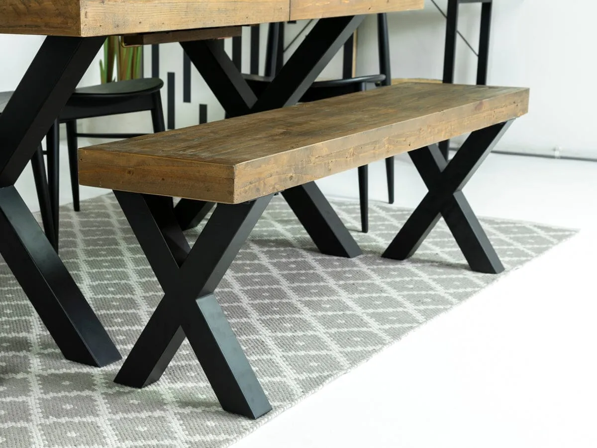 Brooklyn Extendable Cross Leg Dining Table (140cm - 180cm) & Brooklyn Cross Leg Bench