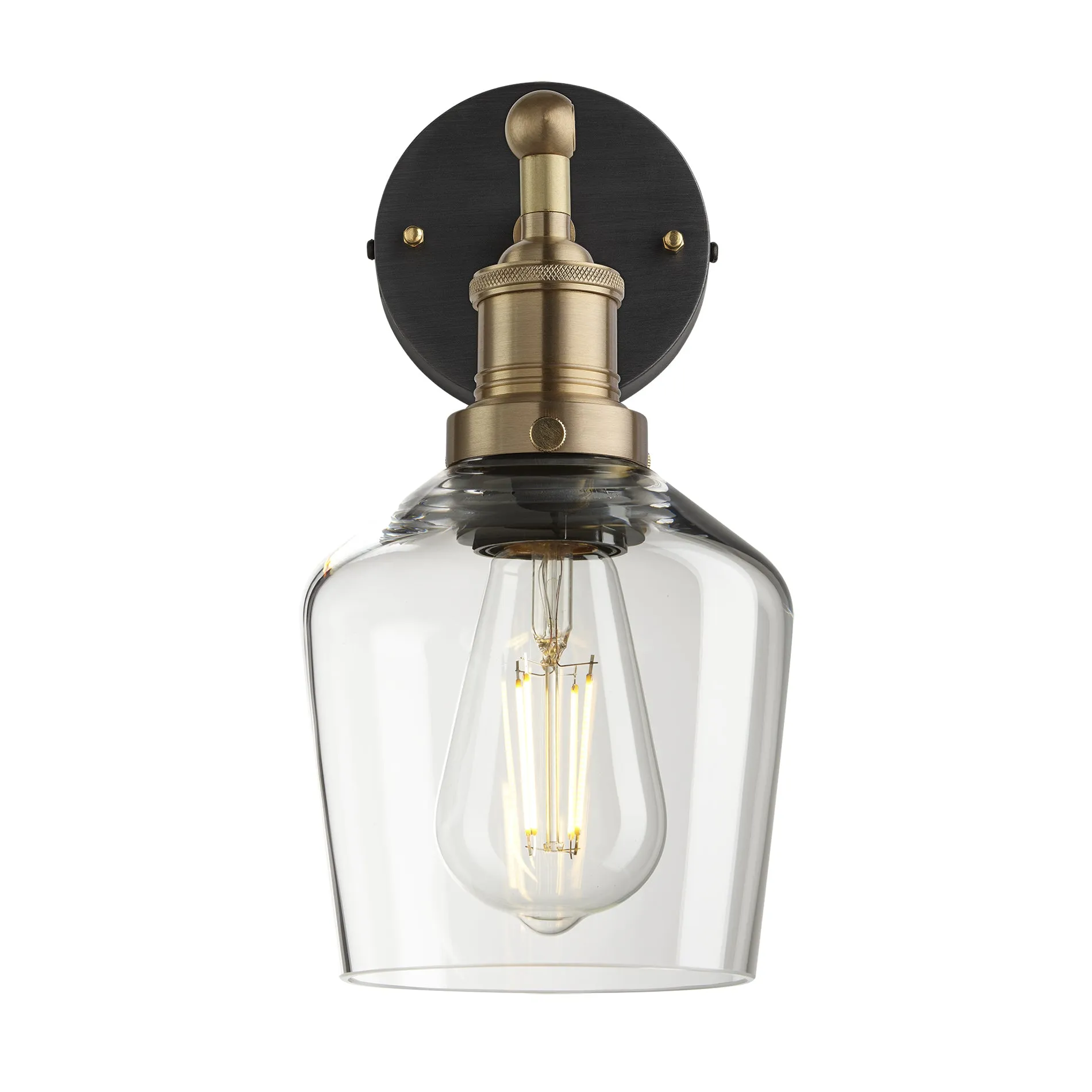 Brooklyn Glass Schoolhouse Wall Light - 5.5 Inch - Clear