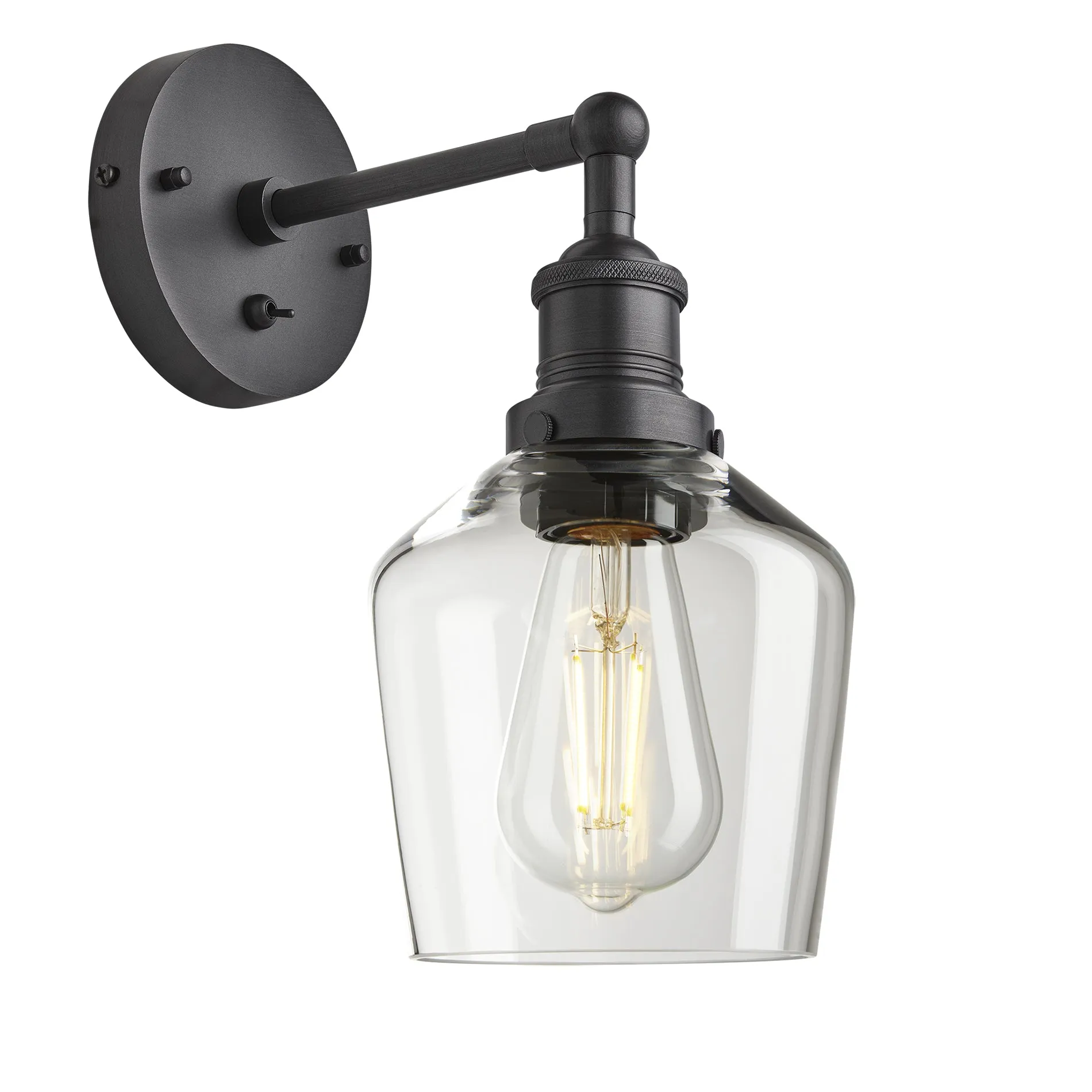 Brooklyn Glass Schoolhouse Wall Light - 5.5 Inch - Clear